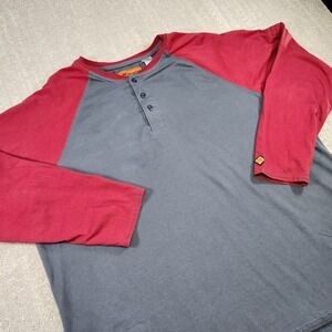 Wrangler FR Shirt Men 2XL Raglan Henley Pyro Safe Antex Gray Red Flame Resistant